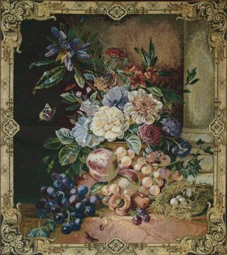 Z031 – 78×65 – 38×39 – Composizione di fiori e frutta con nido